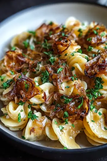 Brown Butter Miso & Roasted Garlic Radiatori with Crispy Shallots Bliss