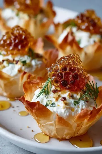 Honeycomb Ricotta Phyllo Cups Elegant Appetizer Recipe