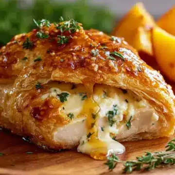 Creamy Peach and Honey Thyme Stuffed Pastry