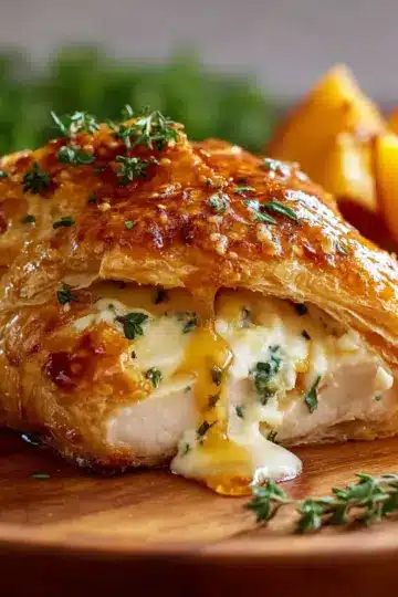 Creamy Peach and Honey Thyme Stuffed Pastry