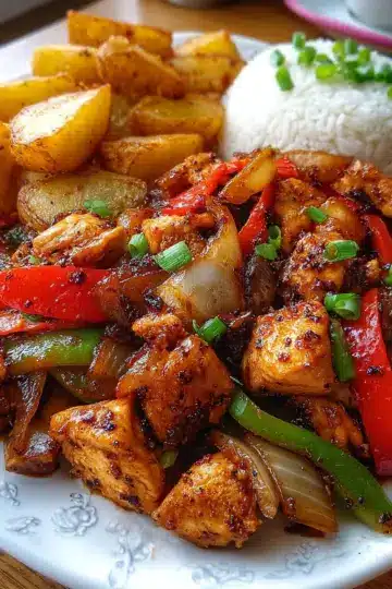 Ultimate Chicken Stir-Fry Plate with Crispy Potatoes