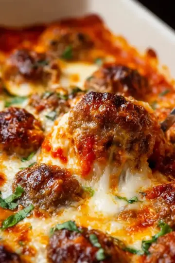 An Amazing, Simple Cheesy Keto Meatball Casserole