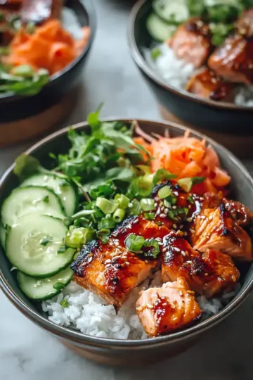 Savory Spicy Salmon Bowls with Coconut Rice