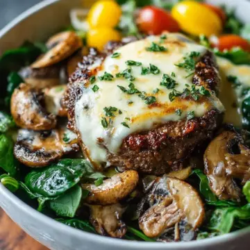 Keto Mushroom Swiss Burger Bowl Recipe